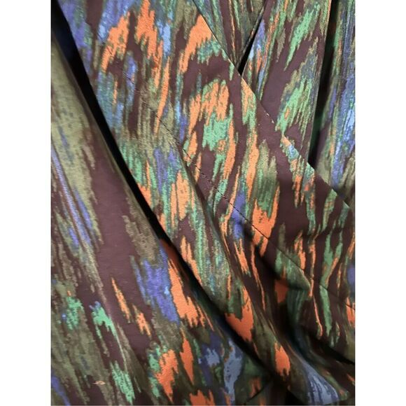 Liz Claiborne Size 2X Long Sleeve Faux Wrap Sheath Dress Blue Peacock Ikat Print - Picture 9 of 15